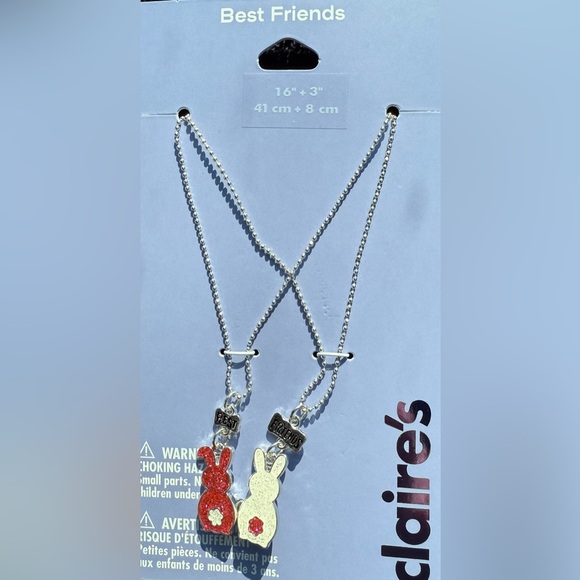 Claire's Pink and Silver-tone Best Friends Bunny Tail Necklaces- 2 Pack - Picture 3 of 9